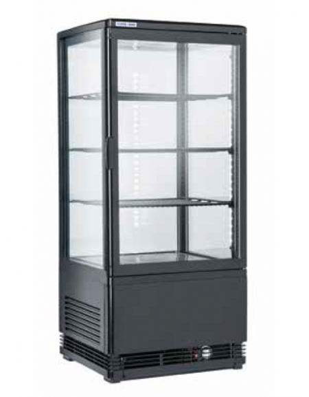 Vetrina espositiva colore nero - refrigerazione ventilata +2°/+12°C - capacità Lt. 78 - Classe B - cm 42,8x38,6x96h