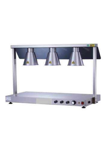 Piano caldo inox con 3 lampade a raggi infrarossi cm 107 x 53 x 70h