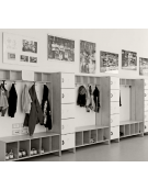 ARMADIO SPOGLIATOIO A GIORNO IN LEGNO 10 POSTI CON GRUCCE PER BAMBINI CM 105X41X100H - CONFORME AI CAM