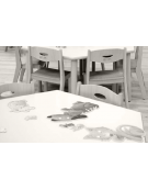 PIANO TAVOLO TRAPEZIO LATTE IN LEGNO CM 128x64x2,6xh - CONFORME AI CAM