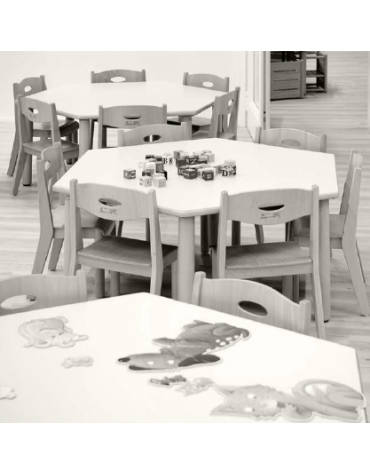 PIANO TAVOLO ESAGONO LATTE IN LEGNO CM 128x111x2,6h - CONFORME AI CAM