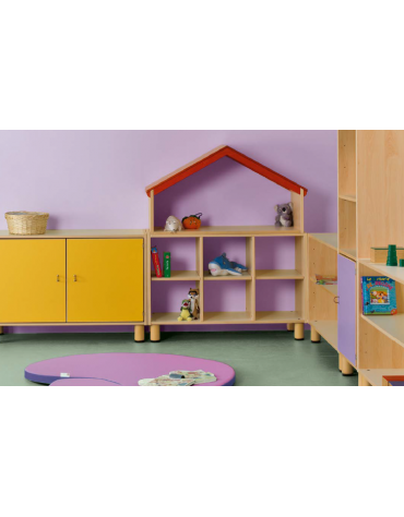 MOBILE CONTENITORE IN LEGNO A 6 CASELLE - cm 105x41x70H - CONFORME AI CAM