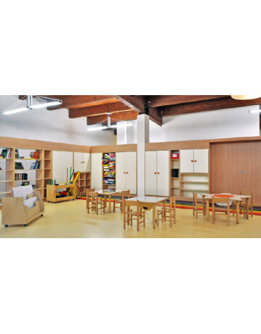 MOBILE COLONNA A GIORNO IN LEGNO CON 5 RIPIANI - cm 24,5x41x190h - A norma EN 16121:2013 e EN 16122:2013