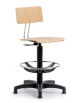 Sgabello in legno girevole con schienale ed elevazione a gas - cm 59x59x91/111h