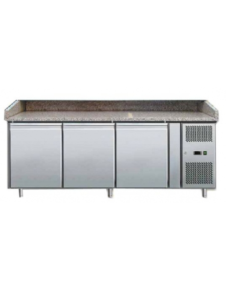 Tavolo refrigerato per preparazione pizza- 3 Sportelli - cm 202,5x80x99h