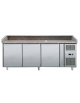 Tavolo refrigerato per preparazione pizza- 3 Sportelli - In inox AISI 304 - Ventilato -2°+8°C - Classe C - cm 202,5x80x99h