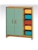 ARMADIO BASSO 2 ANTE 5 VASCHETTE - CM 100X40X110H - COLORE ANTE FAGGIO