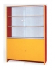 ARMADIO ALTO IN LEGNO COLRE FAGGIO 2 ANTE CON SOPRALZO IN VETRI SCORREVOLI - CM 120X40X180H