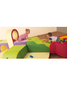 MATERASSO ANGOLARE PER BAMBINI IGNIFUGO IN CLASSE 1IM - CM 90x90x5h - CONFORME AI CAM