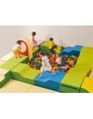 PANCA ANGOLARE QUADRA LOW MORBIDA PER BAMBINI - IGNIFUGA IN CLASSE 1IM - CM 40x40x24h - CONFORME AI CAM