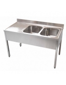 Lavello inox 2 vasche + gocciolatoio sinistro Dimensioni cm.180x60x85h