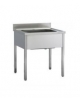Lavatoio inox gambe quadre 1 vasca senza ripiano - Dimensioni cm.60x60x85h