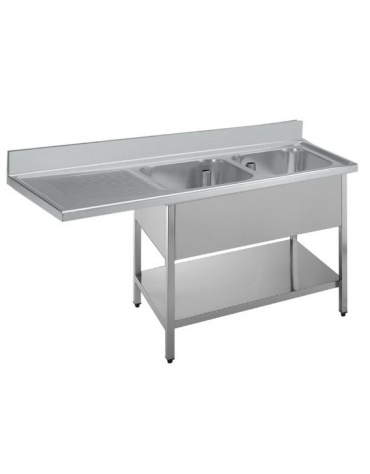 Lavello 2 vasche + gocciolatoio Dimensioni cm.180x60x85h