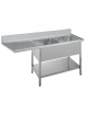 Lavello inox 2 vasche con ripiano + gocciolatoio a sbalzo - Dimensioni cm 180x60x85/90h