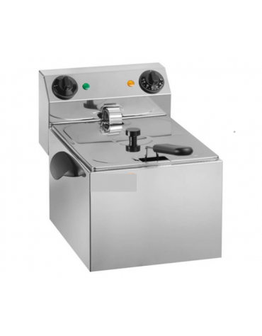 Friggitrice elettrica da banco in acciaio inox - 1 vasca - capacità 6 lt - cm L34xP43xH31