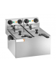 Friggitrice elettrica da banco in acciaio inox - 2 vasche - capacità 3 + 3 lt - 2 + 2 Kw - cm 43x43x31h