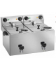 Friggitrice elettrica da banco in acciaio inox con rubinetto - capacità lt 10 + 10 -  3250 + 3250 w cm 62x43x31h
