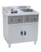 Friggitrice elettrica in acciaio inox su mobile - 2 vasche capacità lt 25  + 25 - 18 +18 kw - cm  80x70x94h
