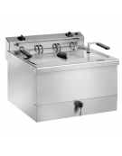 Friggitrice elettrica da banco in acciaio inox con rubinetto - 1 vasca - 9 KW - capacità 18 lt - cm  60x57x48h