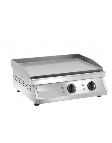 Fry top elettrico da banco in acciaio inox - piastra liscia doppia - potenza 6000 W - cm 60x50x20h