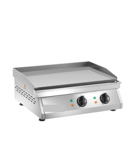 Fry top elettrico da banco in acciaio inox - piastra liscia doppia - potenza 6000 W - cm 60x50x20h