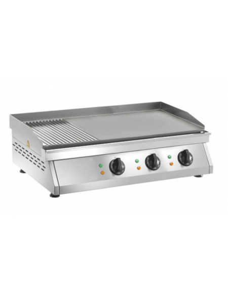 Fry top elettrico da banco in acciaio inox - piastra 2/3 liscia + piastra 1/3 rigata - potenza 9000 W - cm 84x50x20h Fry top elettrico da banco in acciaio inox - piastra 2/3 liscia + piastra 1/3 rigata - potenza 9000 W - cm 84x50x20h