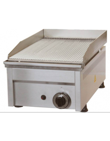 Fry top a gas da banco in acciaio inox - piastra rigata singola - potenza 4000 W - cm 33x45x27,5h