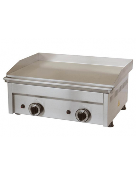 Fry top a gas da banco in acciaio inox - piastra liscia doppia - potenza 8000 W - cm 60x45x27,5h