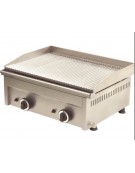 Fry top a gas da banco in acciaio inox - piastra rigata doppia - potenza 6000 W - cm 60x45x27,5h