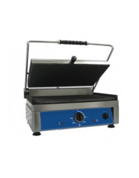 Piastra di cottura singola liscia/rigata in ghisa - 3000 W - mm L 510 mm x P 400 mm x H 250