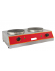 Piastra di cottura cibi e bevande doppia - in acciaio inox elettrica - potenza 2000 + 2000 W - mm 600x400x160h