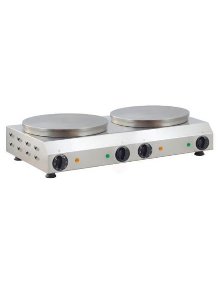 Crepiera elettrica doppia in acciaio inox - 2400 W + 2400W - ⌀ 350 + 350 - mm L 760x450x180h Crepiera elettrica doppia in acciaio inox - 2400 W + 2400W - ⌀ 350 + 350 - mm L 760x450x180h