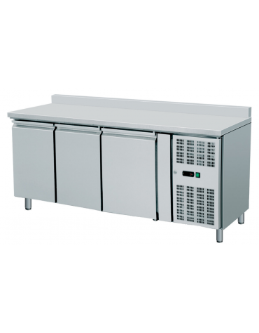 Banco Refrigerato Ventilato 3 cassetti con alzatina in Acciaio Inox Aisi 304 - Temp. -2° +8° C - cm 179,5x70x96h