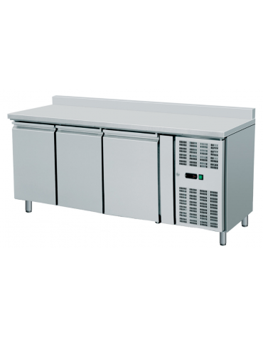 Banco snack ventilato in acciaio inox 3 sportelli con alzatina - watt 300 - temp. -2°C/+8°C - L1795xP600xH960mm