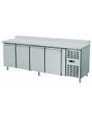 Banco snack ventilato in acciaio inox 4 sportelli con alzatina - watt 300 - temp. -2°C/+8°C - L2230xP600xH960mm