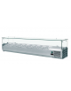Vetrinetta refrigerata per pizzeria, in acciaio inox con vetri - predisposta per 9 bacinelle GN1/3 - mm 2000x395x435h