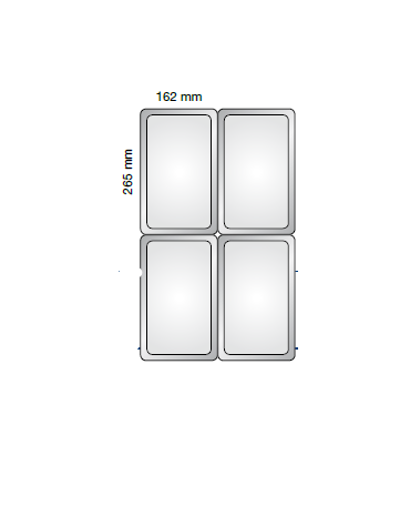 BACINELLA INOX GASTRONORM AISI 304 18/10 GN 1/4 mm.265x162xh100