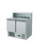 Saladette con refrigerazione statica, predisposta per 5 bacinelle GN1/6, 2 porte - piano in granito - mm900x700x1080h