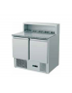 Saladette con refrigerazione statica, predisposta per 5 bacinelle GN1/6, 2 porte - piano in granito - mm900x700x1080h