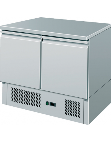 Saladette refrigerata statica, con 2 porte, piano in inox e temperatura + 2° C/ + 8° C - L 900 mm x P 700 mm x H 870 mm