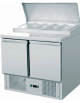 Saladette predisposta per 5 bacinelle GN1/6, con 2 porte e coperchio in inox - mm 900x700x970h
