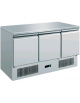 Saladette refrigerata statica con 3 porte, piano in inox e temperatura + 2° C/ + 8° C - mm 1365x700x850h