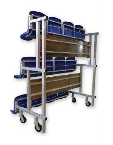 Modulo tribuna pieghevole e ribaltabile da 2 mt - 3 file di seduta con 12 scocche di polipropilene colorato