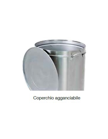 Pattumiera inox a tenuta stagna- Lt 50 - Apertura manuale
