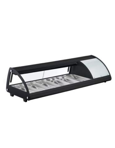 Vetrina sushi con vetro apribile - capacità 6 bacinelle GN1/3 - potenza 160 W - L 1483 mm x P 450 mm x H 330 mm