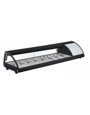 Vetrina sushi con vetro apribile - capacità 8 bacinelle GN1/3 - potenza 160 W - L 1754 mm x P 450 mm x H 330 mm