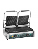 Piastra doppia in ghisa con piano di cottura rigato - monofase - mm 570x305x210h / 520h