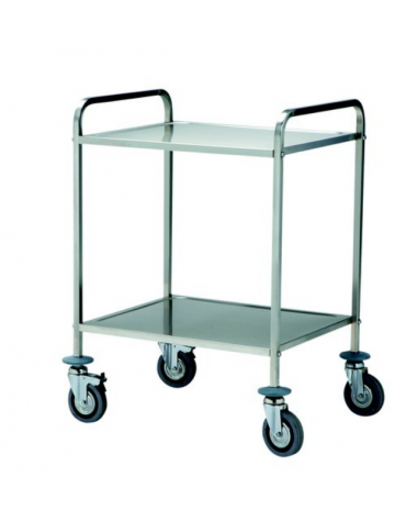 Carrello con 2 ripiani di piegatura asportabili - inox 18/10, tubo quadro - cm 80x56x90h