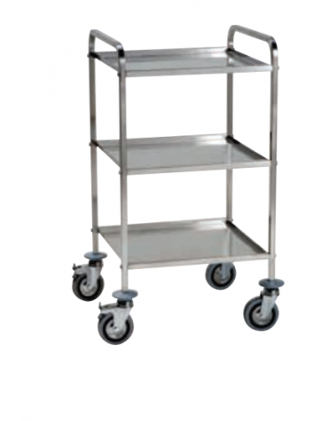 Carrello con 3 ripiani di piegatura asportabili - inox 18/10, tubo quadro - cm 60x56x1020h