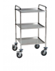 Carrello di servizio con 3 ripiani di piegatura asportabili - inox 18/10, tubo quadro - cm 71x57x102h